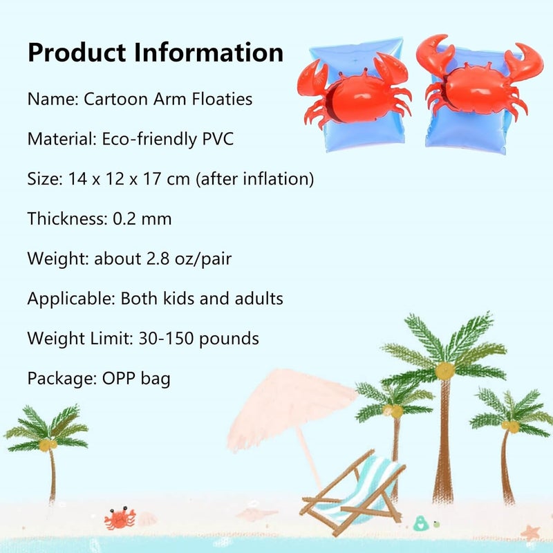 YUNLOVXEE 2 Pack Arm Floaties for Kids - Cute Cartoon Inflatable Pool Arm Floaties Swim Rings, PVC Arm Bands Floater Sleeves for Toddlers Children 3-5-6-12 Years (Watermelon) - Image 2
